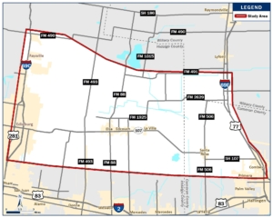 I-69 Connector study area location map